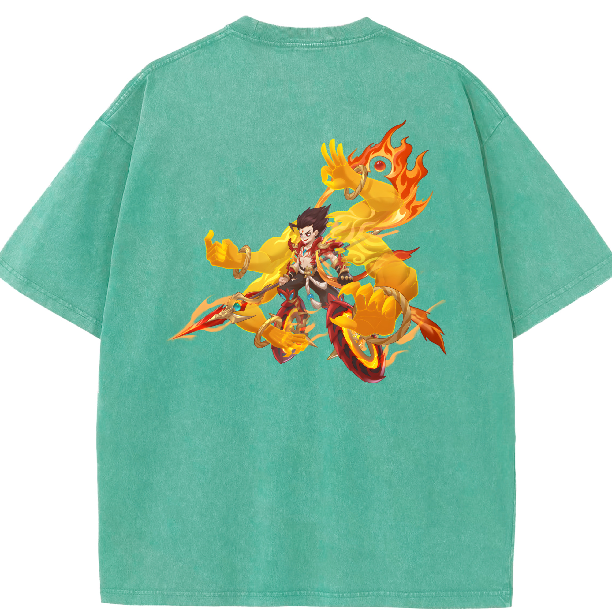 （画像用） Ne Zha 2 ナタ 魔童の大暴れ 綿100% ヴィンテージ風 半袖Tシャツ（背面プリント）